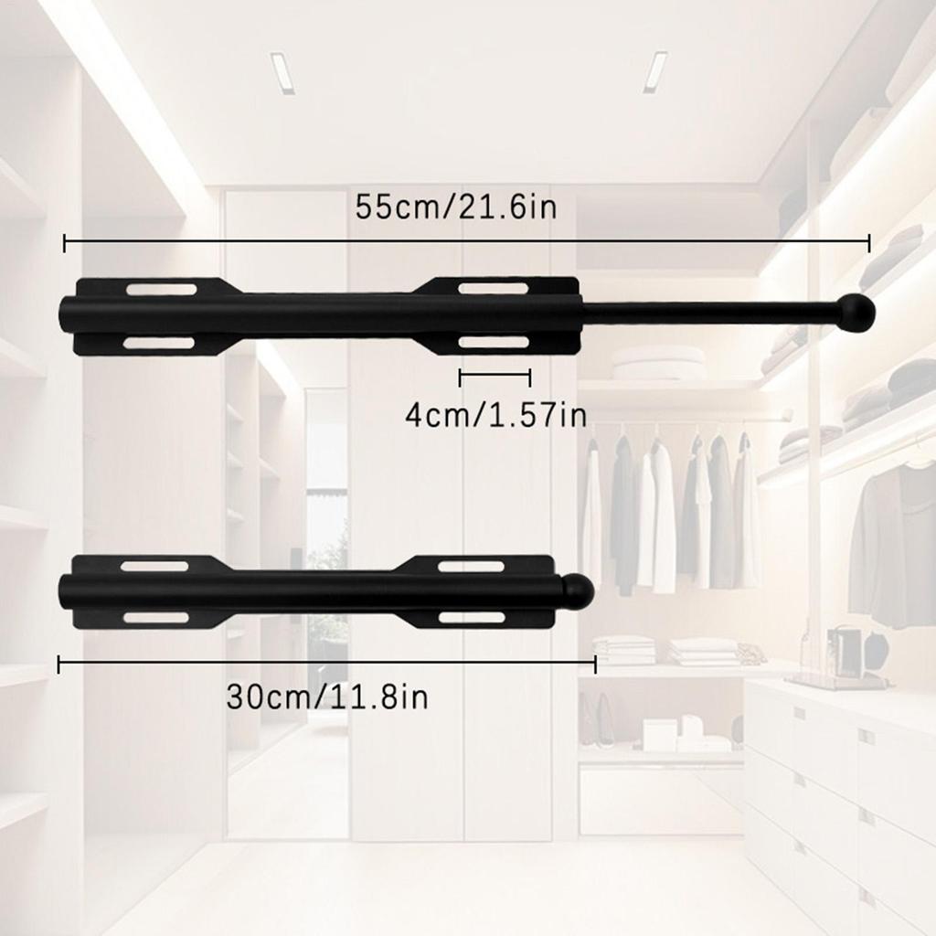 Valet-Stange Verstellbar Ausziehbar Karbonstahl Verlängerung Mit 4 Haken Wandmontage Valet-Stange Für Zuhause Schlafsaal Zimmer Küche Auslage
