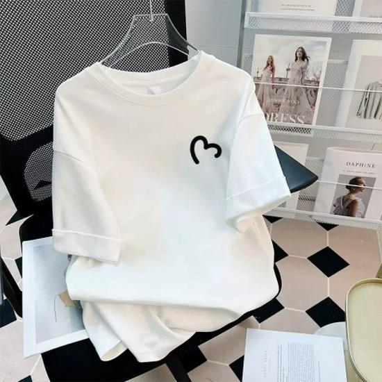 Women's 2023 Fashion Pure Cotton Loose-Fit Short-Sleeve White T-Shirt