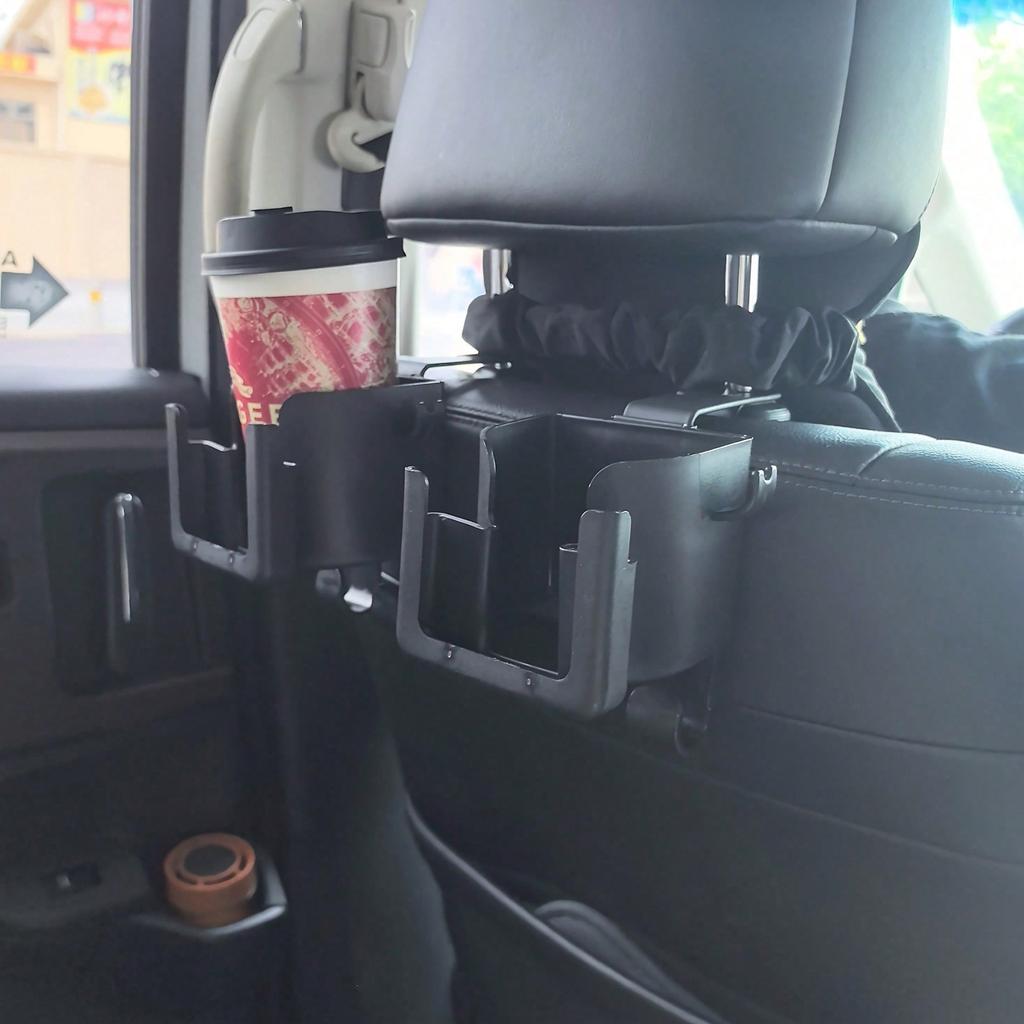 1pcs Multi-Functional Car Seat Back Storage Rack With Cup Holder Phone Holder & Hook - Fits Most Models For Water Bottles Milk Tea Bags