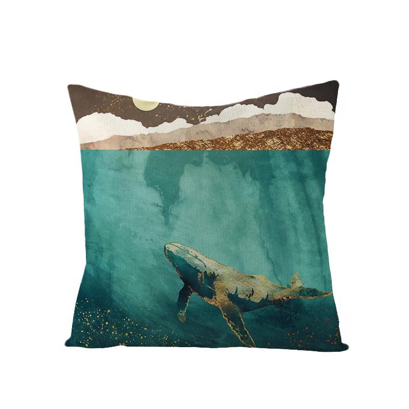 Home Landscape Polyester Pillowcase Home Digital Printing Sofa Cushion Waist Pillowcase