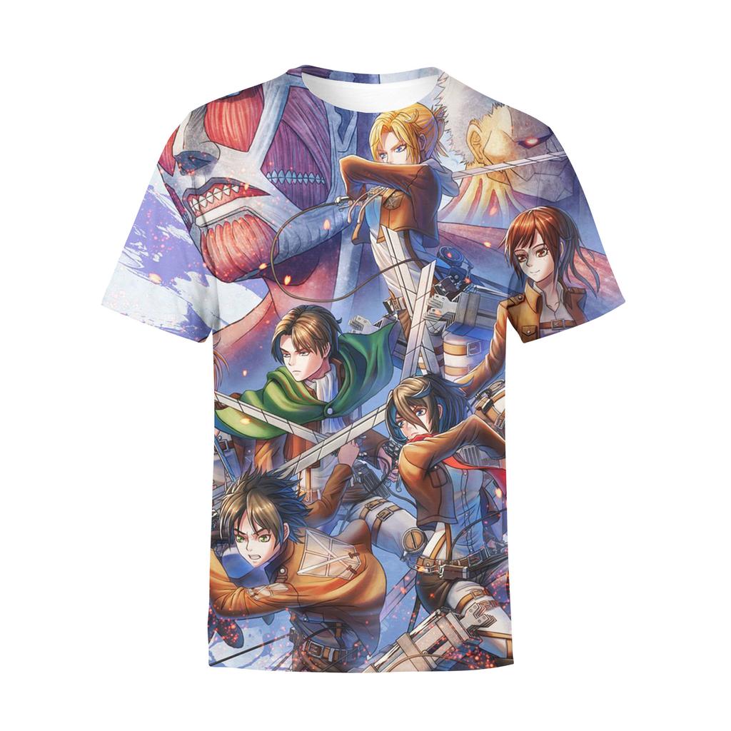 Attack on Titan 3D Digital Print T-Shirt for Anime Fans, Fashion Graphic Tee, Breathable Polyester Short Sleeve Streetwear Tops