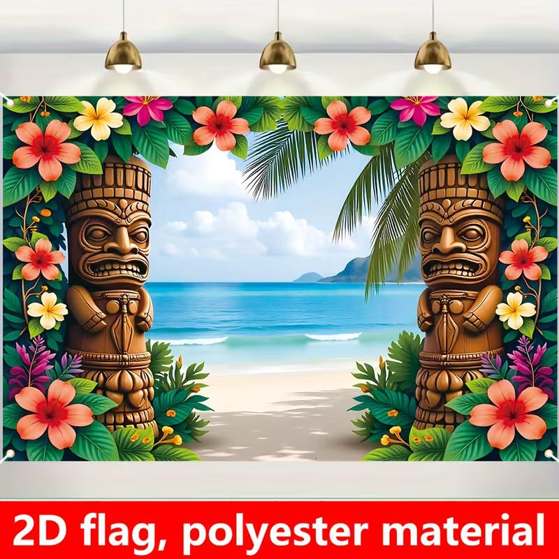 2D Tropical Ocean Tiki Backdrop for Summer Party Photoshoot 47.2x31.5inch/120*80cm
