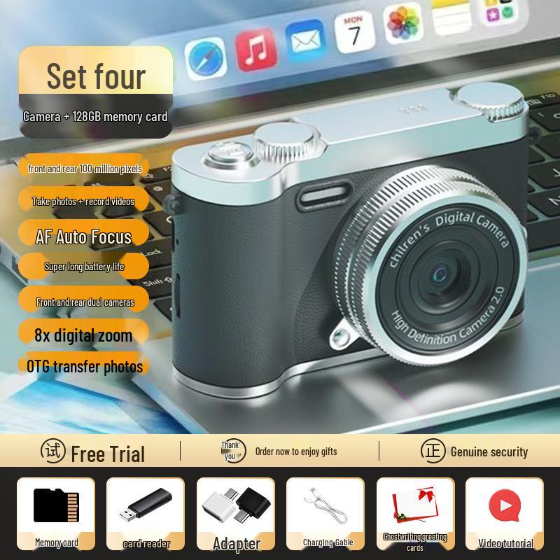 Zhao Lusi 9600W Pixel Dual Lens Cute Retro Digital Camera with Mobile Upload Capability for Students