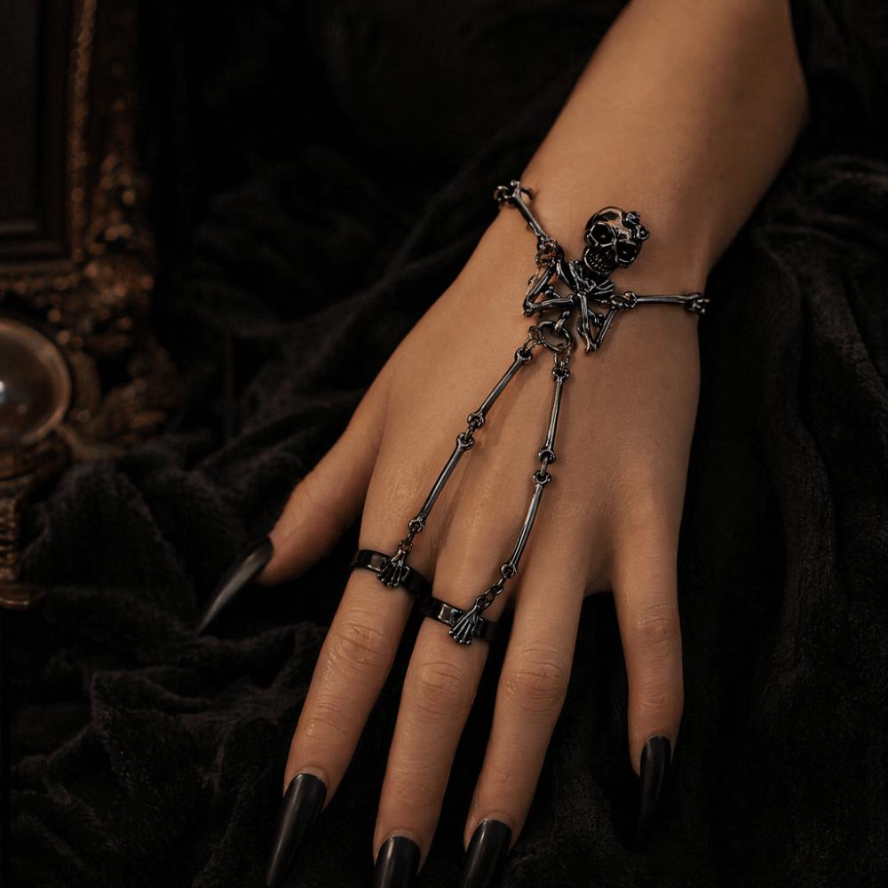 Zinc Zinc Alloy Material Skull Skeleton Hand Chain Retro Style Goth Punk Jewelry  Halloween Accessories
