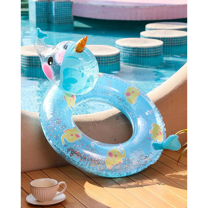 Cartoon Elephant Inflatable Swimming Ring For Children Thickened Pvc Swim Ring With Sponge Bottom