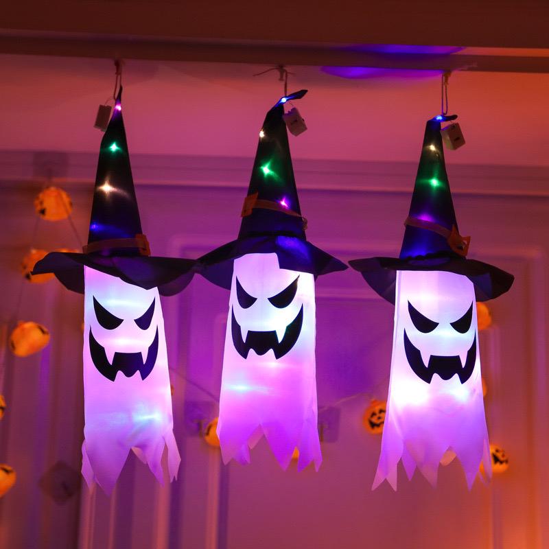 Halloween Ghost & Pumpkin Light Pendant: Luminous Ornaments for Haunted House & Party Decor