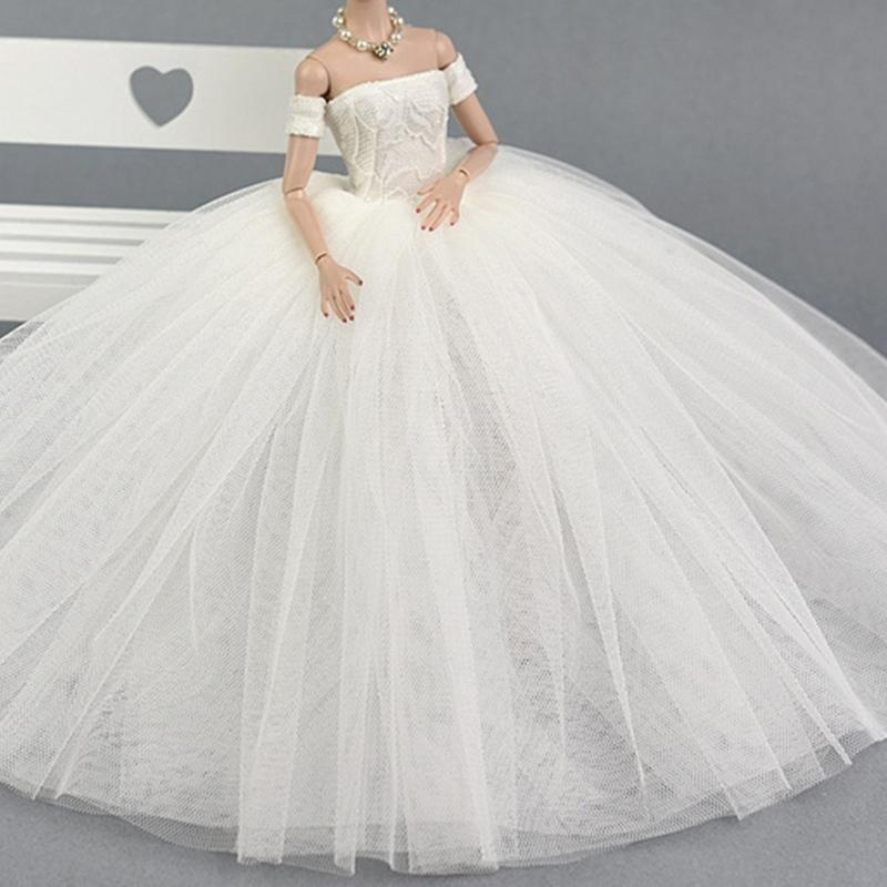 Robe bouffante élégante à manches pour poupées de 6 pouces Vêtements Robe de mariée avec coutures détaillées Pour exposition et collection