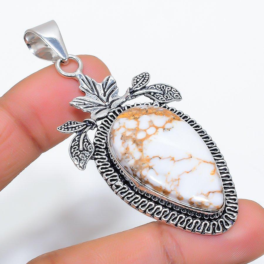 Wild Horse Gemstone Handmade 925 Sterling Silver Jewelry Pendant 2.64" SU-9871