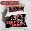 Set cuvertură de pilota 3 buc (1 * Husă de pilota + 2 * Față de pernă, Fără Miez), Set de așternut personalizat cu nume și model Bride of Chucky, Cadou Decor Dormitor Acasă
