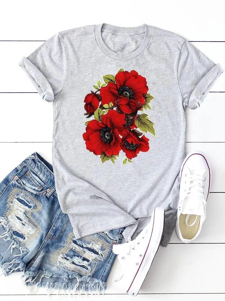 Print T-shirts Clothing Women 90s Sweet Lovely Cactus Trend T Clothes Short Sleeve Ladies Casual Fashion Female Graphic Tee