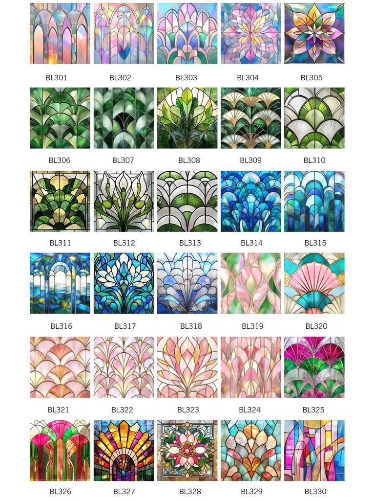 BL301-330 Colored PVC Static Cling Window Film - No Glue Home Decoration