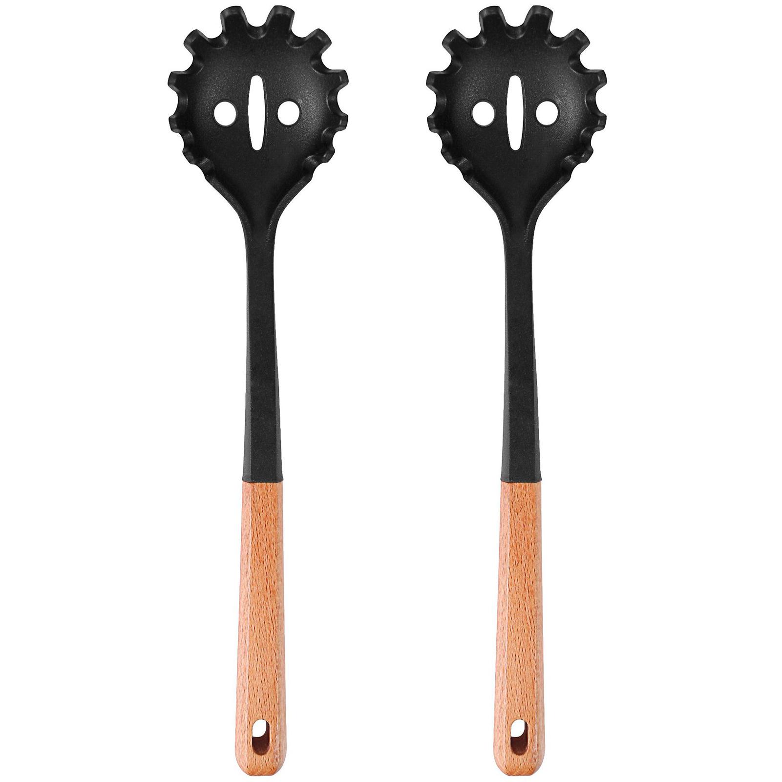 

2PCS Silicone Wood Handle Kitchen Utensils Non-Stick Kitchen Cooking Tools Spatula Soup Spoon Pasta Colander Kitchen Accessories