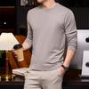 2025 Men's Lightweight Solid Color Round Neck Sweater, Long-Sleeved Knit for Spring/Autumn