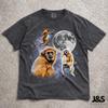 Three Gibbon Retro Graphic T-shirts, Vintage Gibbon Moon Tshirt, Gibbon Lovers, Funny Monkey Tee, Oversized Washed Tee, Silly Gift