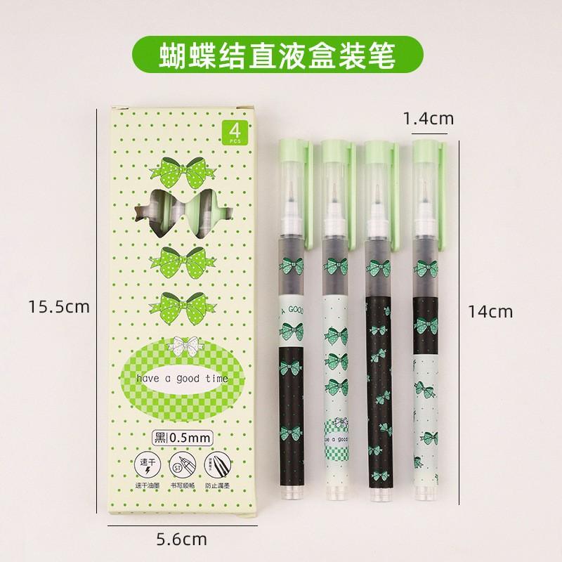 4Pcs/Lot Cute Cartoon Straight Liquid Type Ball Pens 0.5mm Black Drawing Gel Pen Signature Pen Student School Office Supplies