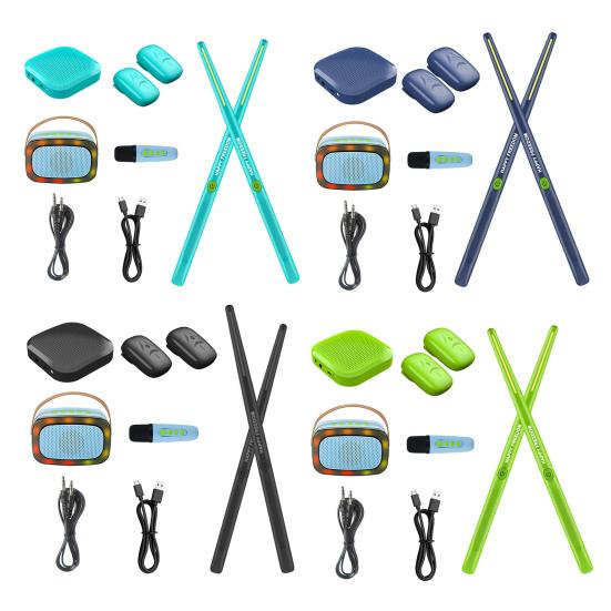 1 Set Air Drum Kit with Drumsticks Pedals Audio Converter Speaker 3D Motion Sensing Electric Drum Beginners Virtual Drum Percussion Instrument