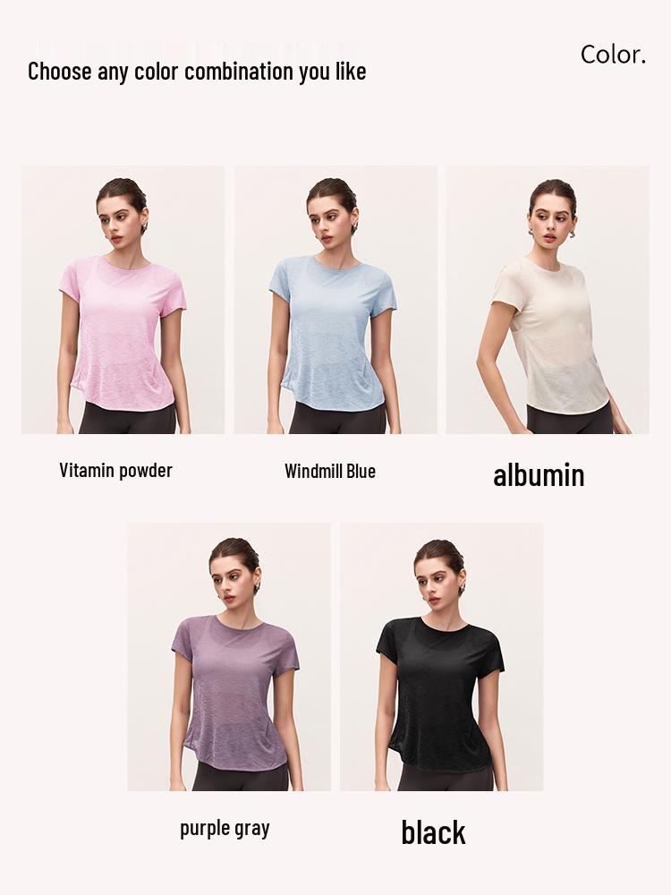 Women's Bamboo Yarn Yoga T-Shirt with Water Drop Back Design - Summer Pilates Fitness Wear