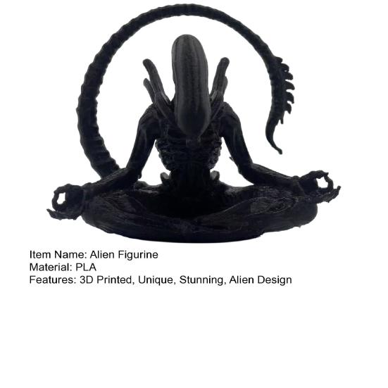 3D Printed Alien Figurine, Zen Meditation Alien Desktop Ornament, Collectible Sculptures for Sci-fi Fans
