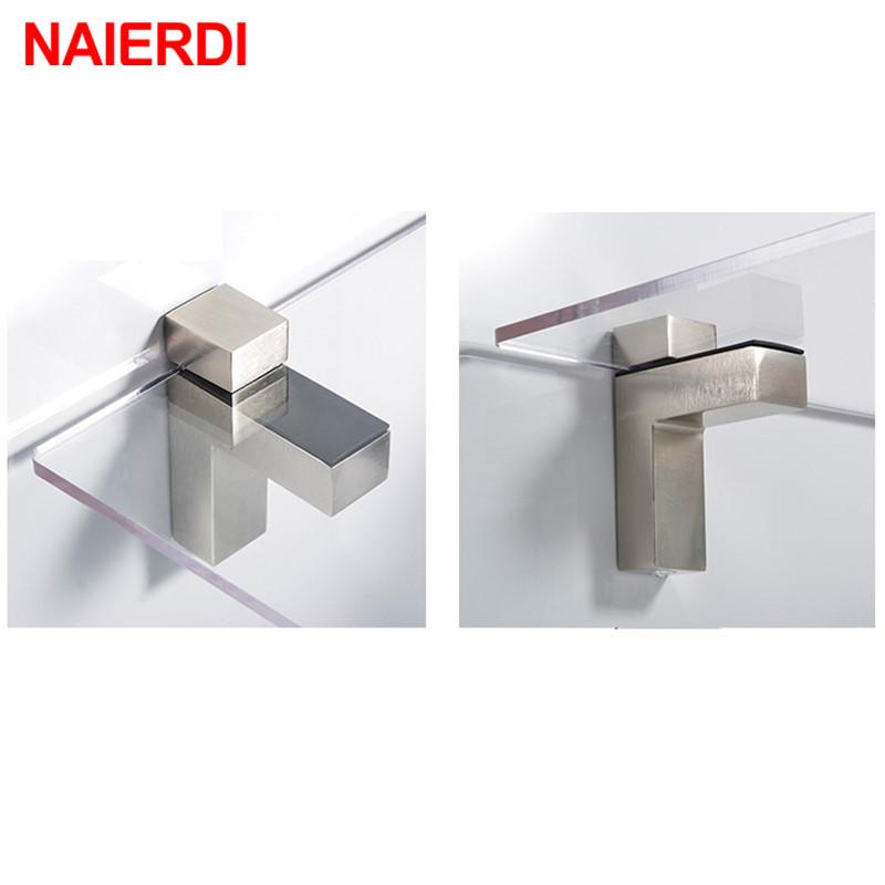NAIERDI Zinc Alloy Adjustable Glass Clamps Glass Plated Brackets Chrome Alloy Shelf Holder Support Clamp Holder Glass Shelves