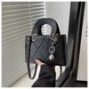 Rhombus Embroidery Thread New Trendy Fashion Large Capacity Shoulder Crossbody Hand Carry Small Square Bag