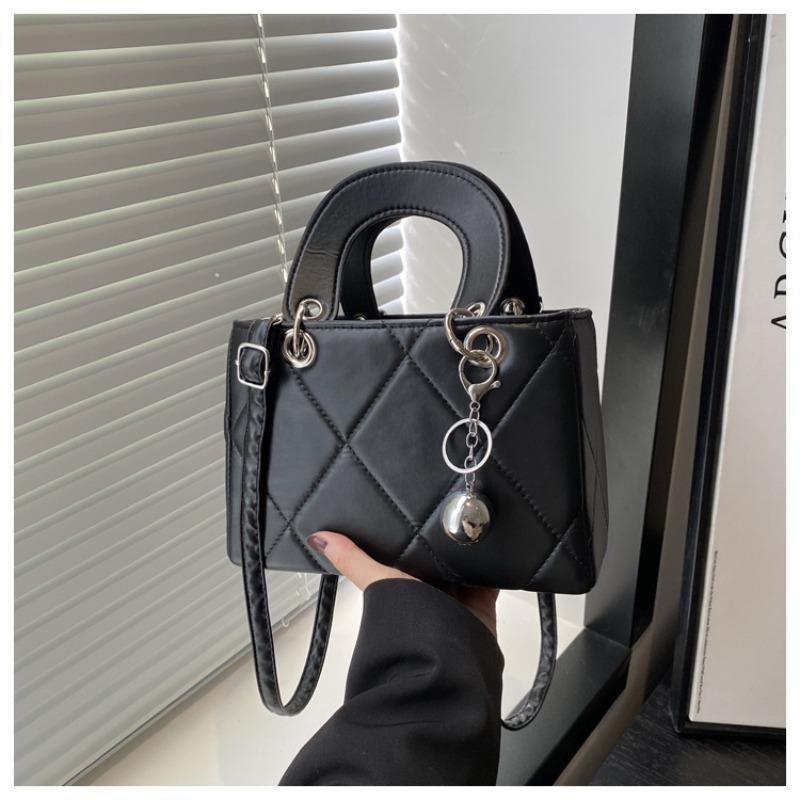 Rhombus Embroidery Thread New Trendy Fashion Large Capacity Shoulder Crossbody Hand Carry Small Square Bag