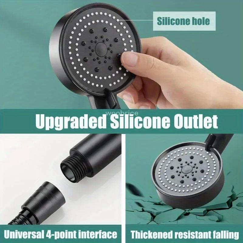 High-pressure Shower Head Set 5 Modes of Adjustment Showerhead with Hose Water-saving One-touch Stop Bathroom Accessories