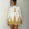 Women's 3D Christmas Tree Print Mock Neck Long Sleeve Dress, Raglan Sleeve Fake Two Piece Mini Dress