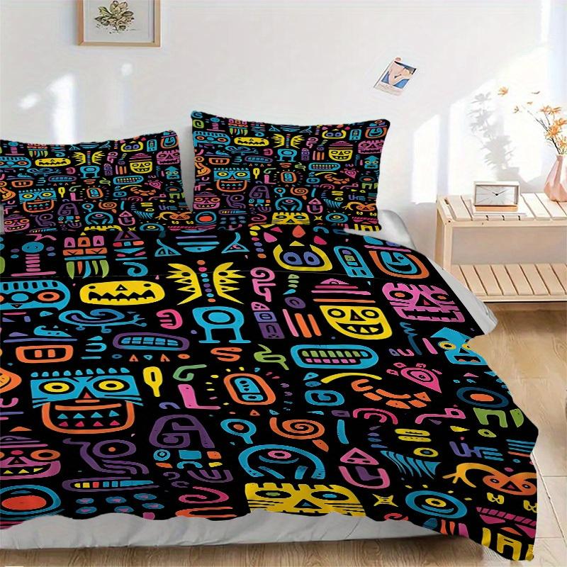 3pcs Abstract Patterns Soft Comfortable Bedding set, For Bedroom, Guest Room And Dorm, All - Season Use, High-Definition Printing152