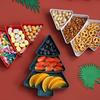 Christmas Tree Divided Snack Tray Plastic Serving Dish for Fruits Nuts Candy Stackable Food Platter for Holiday Parties Space-Saving Kitchen Organizer