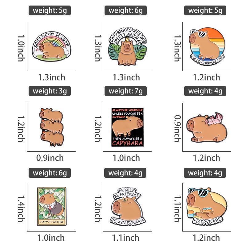 Capybara Nilpferd Emaille Anstecknadeln Individuell Niedlich Lustig Nilpferd Broschen Anstecknadeln Cartoon Tier Schmuck Geschenk für Kinder Freunde