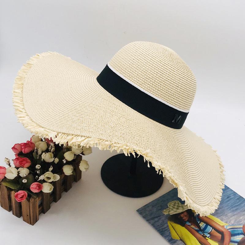 Car and Horse Encrypted Edition Braid Big Eaves Hat Big Edge Straw Hat Sun Hat Ladies Summer Tide Beach Hat Paper Grass