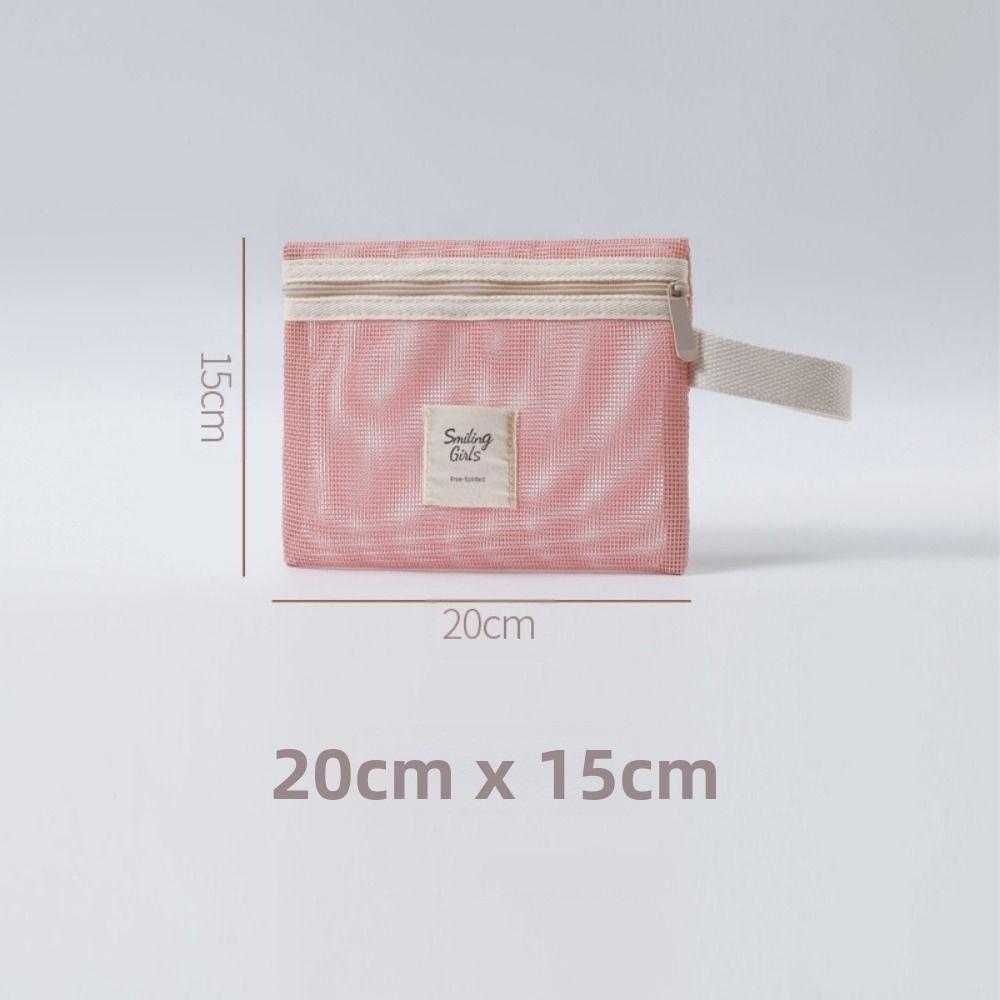 

Transparent Mesh Makeup Bag 4 Colors Lipstick Organizer Bags New Ladies Toiletry Storage Bag Pink 20*15cm