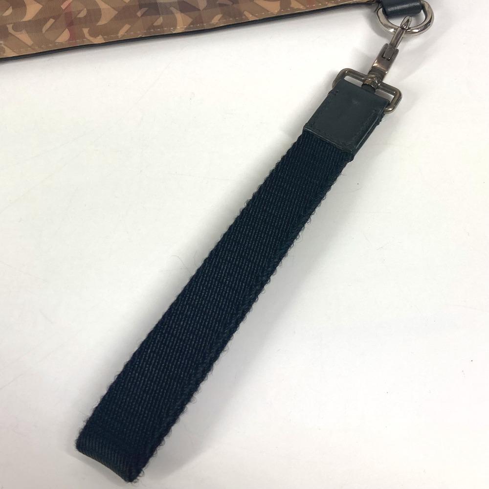 BURBERRY Logo Check TB pouch bag with strap Clutch bag Nylon Beige/Black