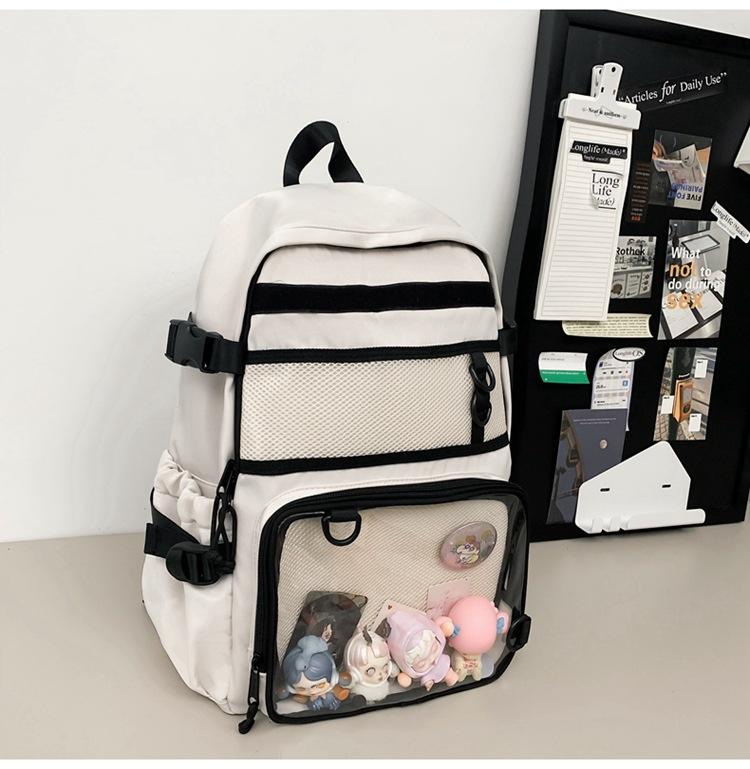 

Original pain bag female college student bar niche design backpack large capacity functional computer backpack білий