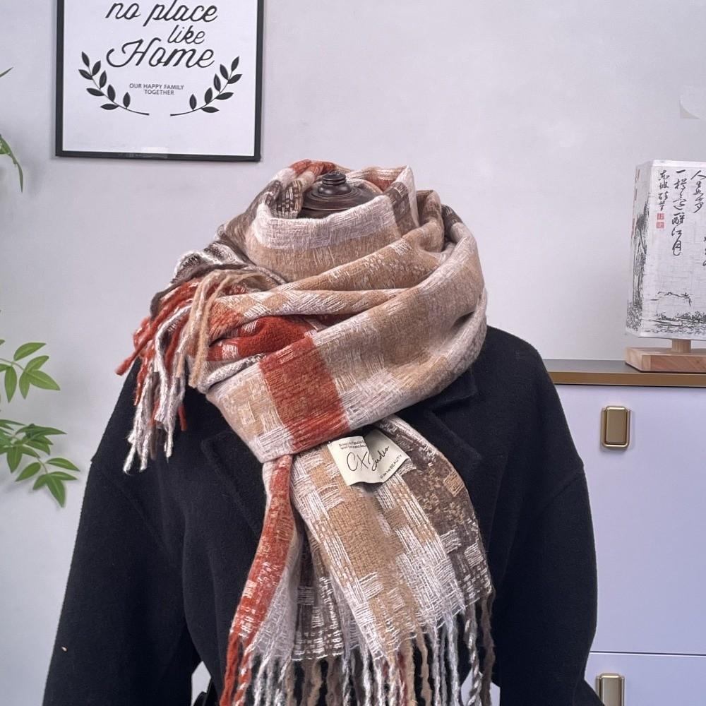 Versatile Plaid Scarf Soft Warm Wrap New Tassel Shawl  Autumn Winter
