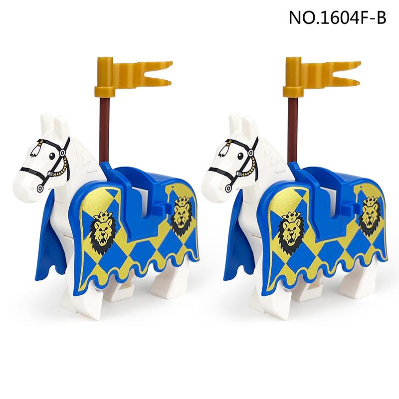 Military Building Blocks Medieval Solider Knights Equipments Mount War-Horse Wolf Flag Vests Shields Fiery Dragon Mini Brick Toy