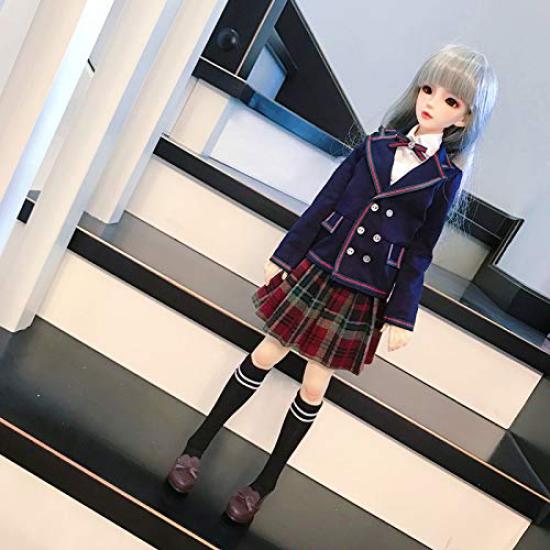 Rakulifey 13 BJD Puppenkostüm Kugelgelenkpuppenkleidung 13 Zoll Puppe Schuluniform 4-teiliges Set Geburtstagsgeschenk Kostüm