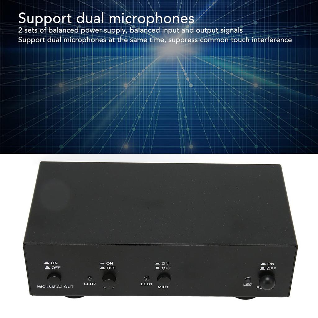 Phantom Power with XLR Cable and 3.5mm Sound Cable, Dual Microphone, 48V Power Supply for Condenser Microphones and Music Recording Equipment, High
