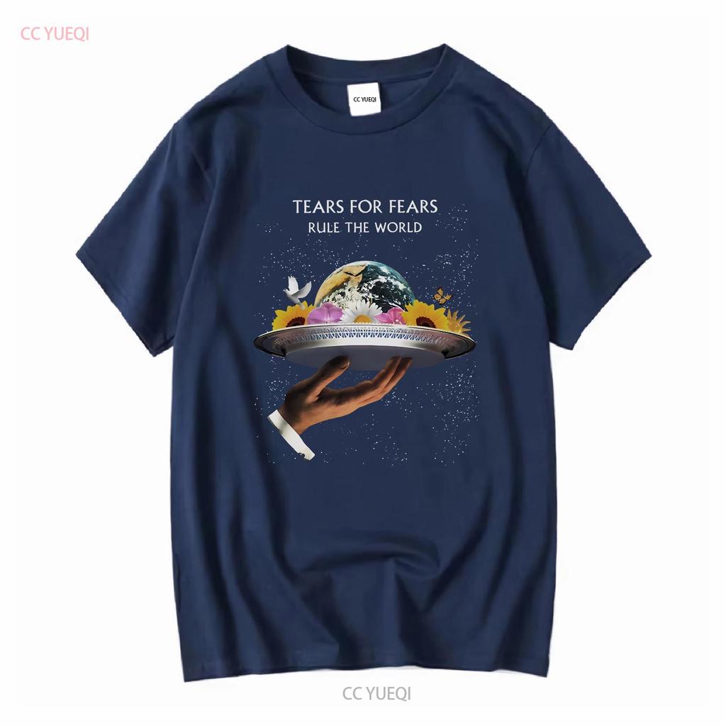 Maglietta Nera Vintage Tears For Fears Rule the World vintage Lavata Casual Versatile Unisex Traspirante Elastica moda
