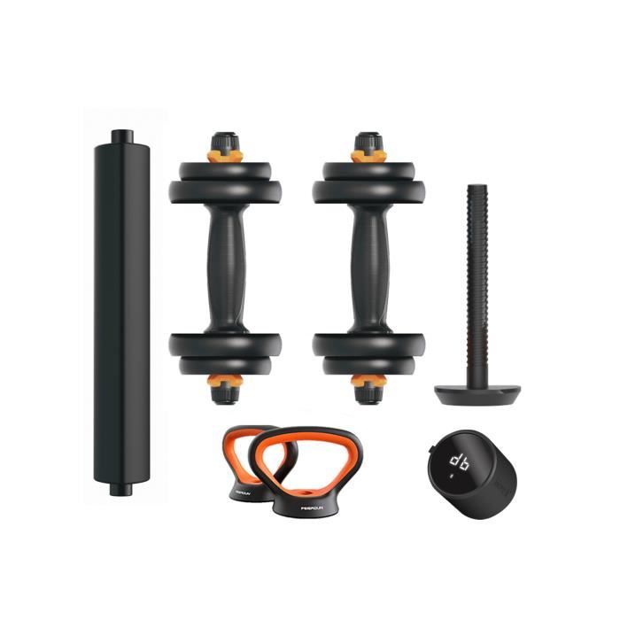 Sada činky + tyč + kettlebell + senzor Xiaomi Fed V2 10 kg - černá/oranžová - TU