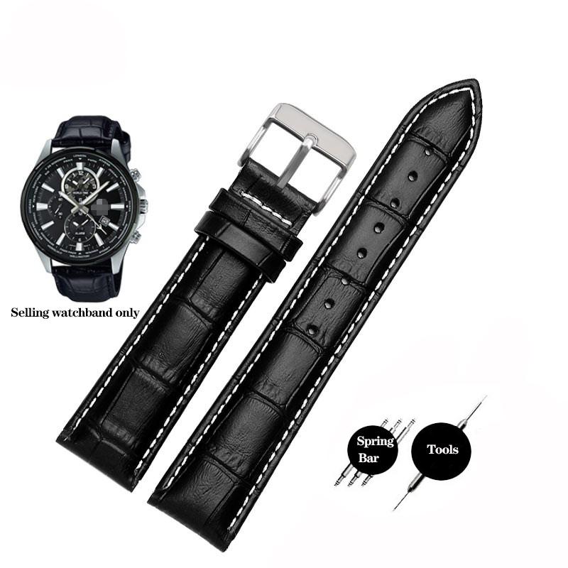 20mm 22mm Genuine Leather Watchband Casio BEM-501 506 307 EDIFICE Series EFB-530 MTP-1303 Watch Band Bracelet Strap Black Brown