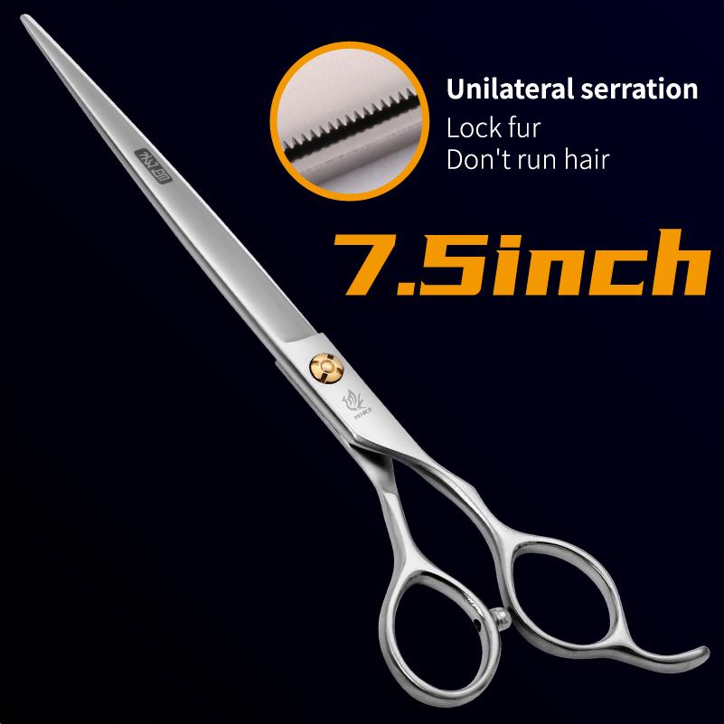 Fenice Professional 7.0 /7.5 Inch Pet Grooming In Dog Hair Trimmers Scissors Serrated Blade Dog Cutting Grooming Shears