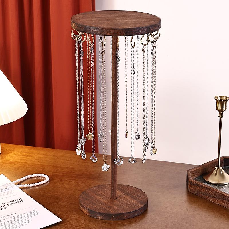 Walnut Jewelry Rack: Stylish Display Stand for Necklaces and Pendants