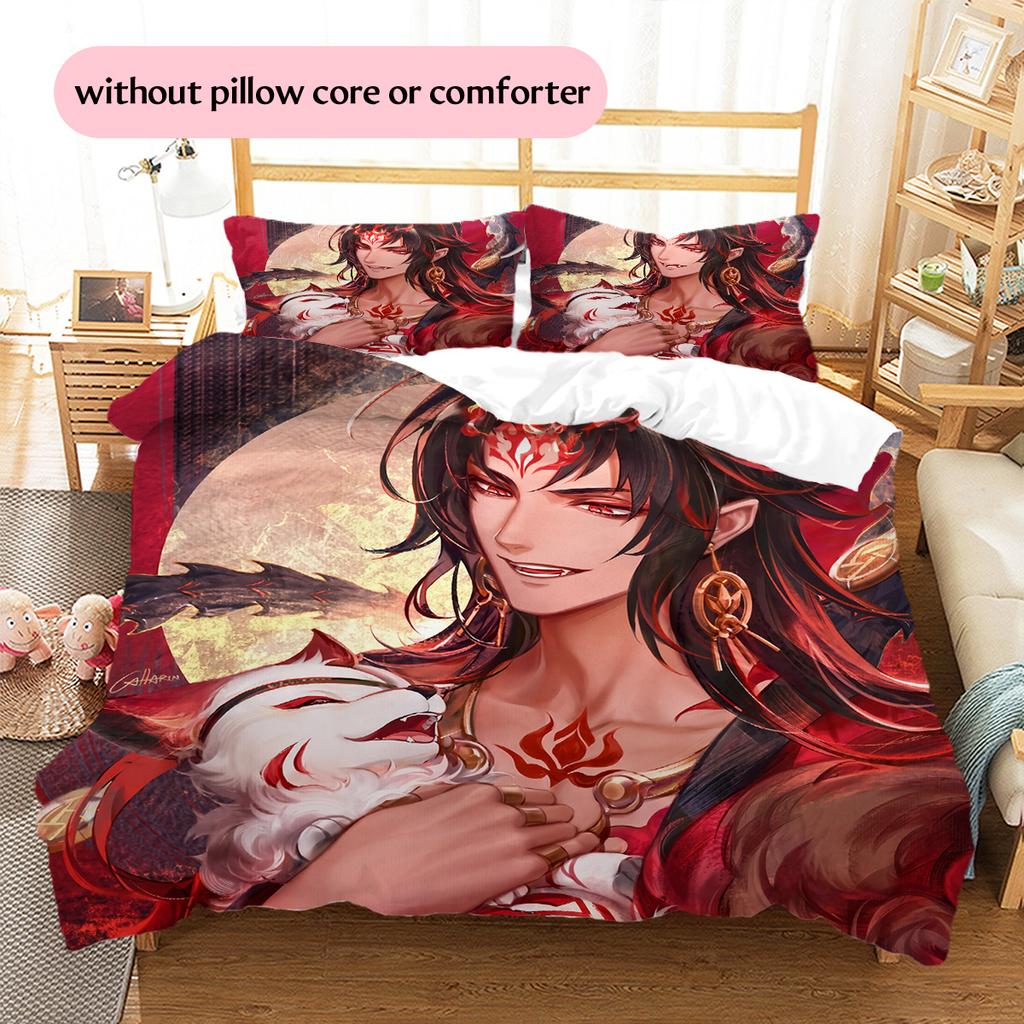 Asura Pattern Bedding Quilt Set Home Decoration Gift (1 * duvet cover + 2 * pillowcase without core)