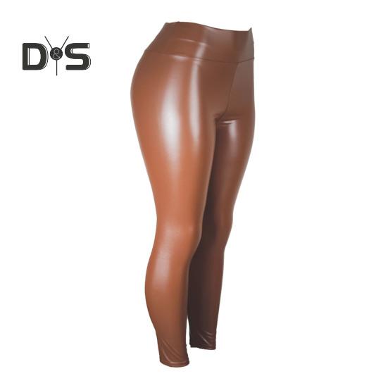 Women Faux Leather Pants Elastic Skinny Butt-lifted High Waist Glossy Soft Breathable Figure-shaping Tummy Control Solid Color Lady Nightclub Party