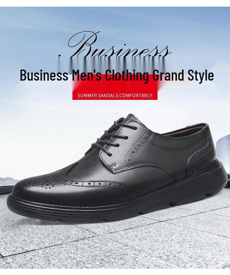 Men's British Style Genuine Leather Lace-up Shoes, Non-Slip & Breathable, Soft Sole, Large Sizes 45-50.