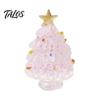 Handmade Glass Holiday Decor Mini Christmas Tree Figurine, Colored Glaze Tabletop Ornament Colorful Glazed Figurine with Star Top for Xmas Indoor Desk
