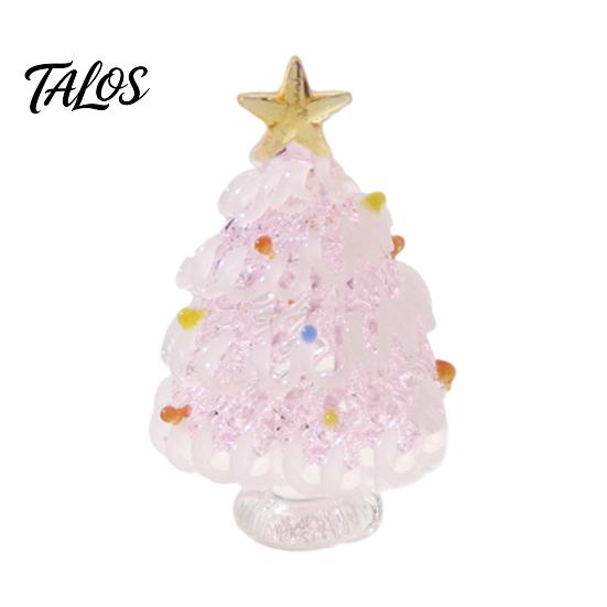 Handmade Glass Holiday Decor Mini Christmas Tree Figurine, Colored Glaze Tabletop Ornament Colorful Glazed Figurine with Star Top for Xmas Indoor Desk