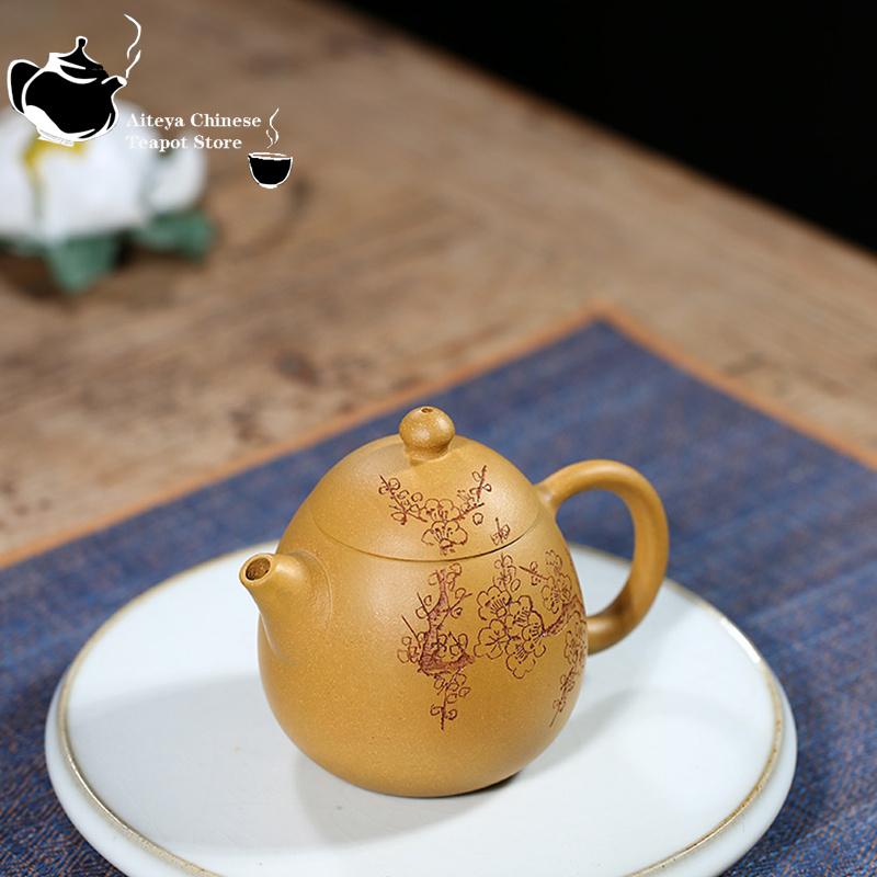 Čínská čajová konvice Yixing Purple Clay Pot Pure Handmade Original Gold Dragon Egg Pot Kung Fu Čajová sada Konvička malá kapacita 250ml