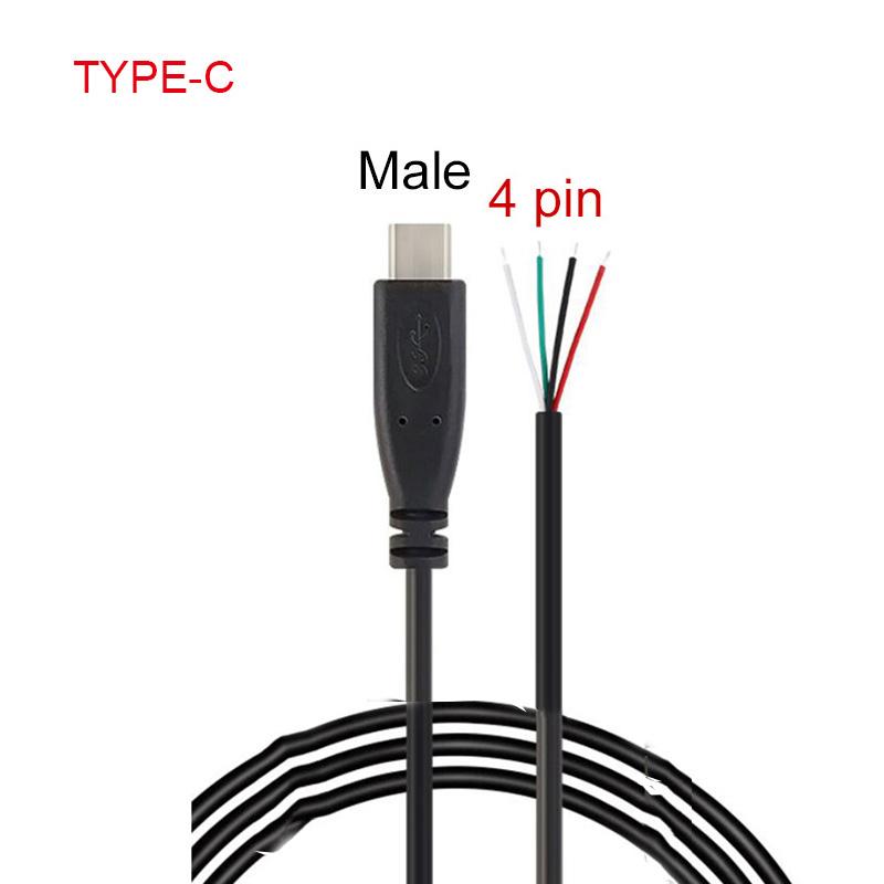 Wire Micro USB 2.0 Type-C AUX Mono Connector Power Supply Extension Cable Charger Male To Female 2-pin 4-pin Data Line